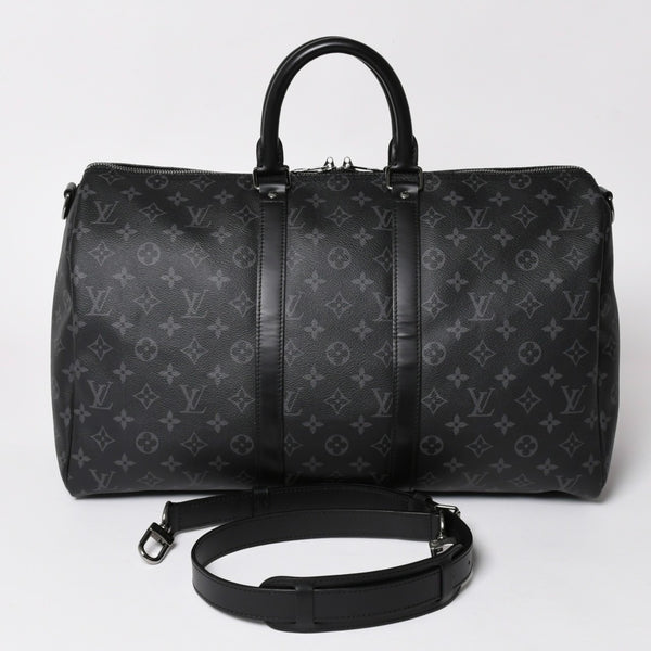 Like new LOUIS VUITTON Keepall Bandouliere 45 Boston bag M40569 Monogram Eclipse Black Used 4a003175