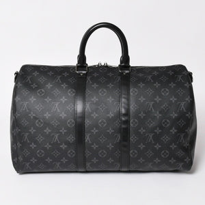 Like new LOUIS VUITTON Keepall Bandouliere 45 Boston bag M40569 Monogram Eclipse Black Used 4a003175