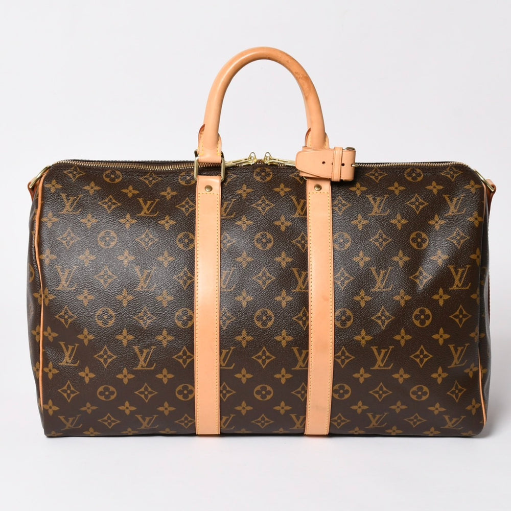 Very good condition LOUIS VUITTON Boston bag Keepall Bandouliere 45 Monogram M41418 Brown Gold hardware Used 4a002946