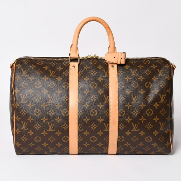 極美品 LOUIS VUITTON ルイヴィトン ボストンバッグ キーポルバンドリエール45 モノグラム M41418 ブラウン ゴールド金具 中古 4a002946