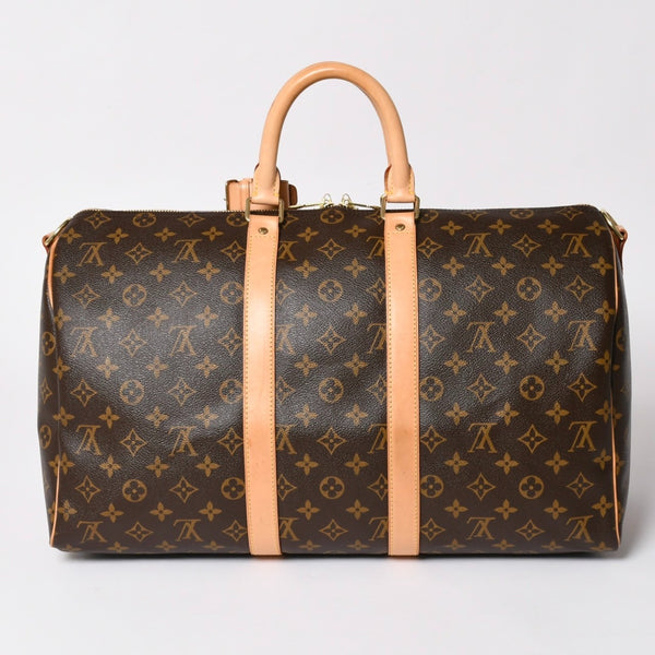 極美品 LOUIS VUITTON ルイヴィトン ボストンバッグ キーポルバンドリエール45 モノグラム M41418 ブラウン ゴールド金具 中古 4a002946