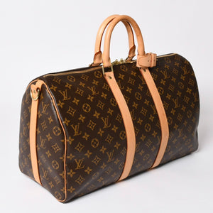 極美品 LOUIS VUITTON ルイヴィトン ボストンバッグ キーポルバンドリエール45 モノグラム M41418 ブラウン ゴールド金具 中古 4a002946
