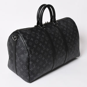 Like new LOUIS VUITTON Keepall Bandouliere 45 Boston bag M40569 Monogram Eclipse Black Used 4a003175