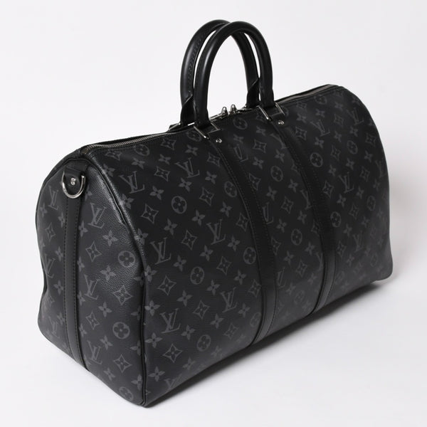 Like new LOUIS VUITTON Keepall Bandouliere 45 Boston bag M40569 Monogram Eclipse Black Used 4a003175