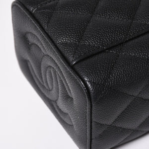 極美品 CHANEL シャネル ミニバニティ チェーンショルダーバッグ ランダム番台 ココマーク ハート キャビアスキン ブラック 中古 4a003088