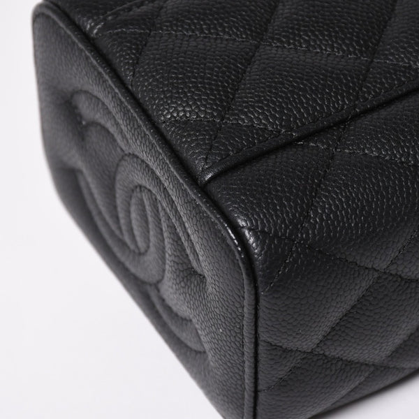 極美品 CHANEL シャネル ミニバニティ チェーンショルダーバッグ ランダム番台 ココマーク ハート キャビアスキン ブラック 中古 4a003088