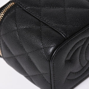 極美品 CHANEL シャネル ミニバニティ チェーンショルダーバッグ ランダム番台 ココマーク ハート キャビアスキン ブラック 中古 4a003088