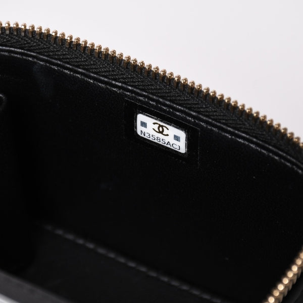 極美品 CHANEL シャネル ミニバニティ チェーンショルダーバッグ ランダム番台 ココマーク ハート キャビアスキン ブラック 中古 4a003088