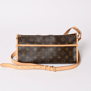 極美品 LOUIS VUITTON ルイヴィトン ポパンクール ロン ショルダーバッグ M40008 モノグラム ブラウン レザー PVC ゴールド金具 中古 4a003178