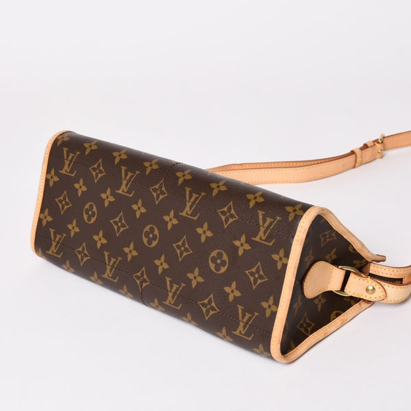 極美品 LOUIS VUITTON ルイヴィトン ポパンクール ロン ショルダーバッグ M40008 モノグラム ブラウン レザー PVC ゴールド金具 中古 4a003178