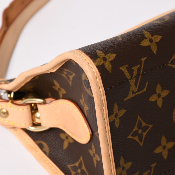 極美品 LOUIS VUITTON ルイヴィトン ポパンクール ロン ショルダーバッグ M40008 モノグラム ブラウン レザー PVC ゴールド金具 中古 4a003178