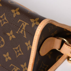 極美品 LOUIS VUITTON ルイヴィトン ポパンクール ロン ショルダーバッグ M40008 モノグラム ブラウン レザー PVC ゴールド金具 中古 4a003178
