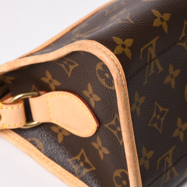 極美品 LOUIS VUITTON ルイヴィトン ポパンクール ロン ショルダーバッグ M40008 モノグラム ブラウン レザー PVC ゴールド金具 中古 4a003178