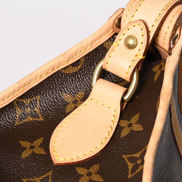 極美品 LOUIS VUITTON ルイヴィトン ポパンクール ロン ショルダーバッグ M40008 モノグラム ブラウン レザー PVC ゴールド金具 中古 4a003178
