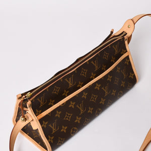 極美品 LOUIS VUITTON ルイヴィトン ポパンクール ロン ショルダーバッグ M40008 モノグラム ブラウン レザー PVC ゴールド金具 中古 4a003178
