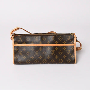 極美品 LOUIS VUITTON ルイヴィトン ポパンクール ロン ショルダーバッグ M40008 モノグラム ブラウン レザー PVC ゴールド金具 中古 4a003178