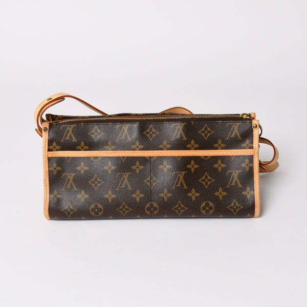 極美品 LOUIS VUITTON ルイヴィトン ポパンクール ロン ショルダーバッグ M40008 モノグラム ブラウン レザー PVC ゴールド金具 中古 4a003178