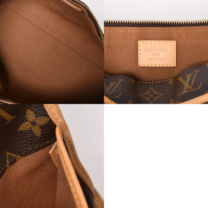 極美品 LOUIS VUITTON ルイヴィトン ポパンクール ロン ショルダーバッグ M40008 モノグラム ブラウン レザー PVC ゴールド金具 中古 4a003178