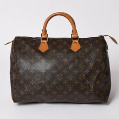 LOUIS VUITTON ルイヴィトン モノグラムスピーディ 35 M41524 ボストンバッグ ブラウン ゴールド金具 美品 中古 4a003177