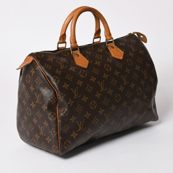 LOUIS VUITTON ルイヴィトン モノグラムスピーディ 35 M41524 ボストンバッグ ブラウン ゴールド金具 美品 中古 4a003177