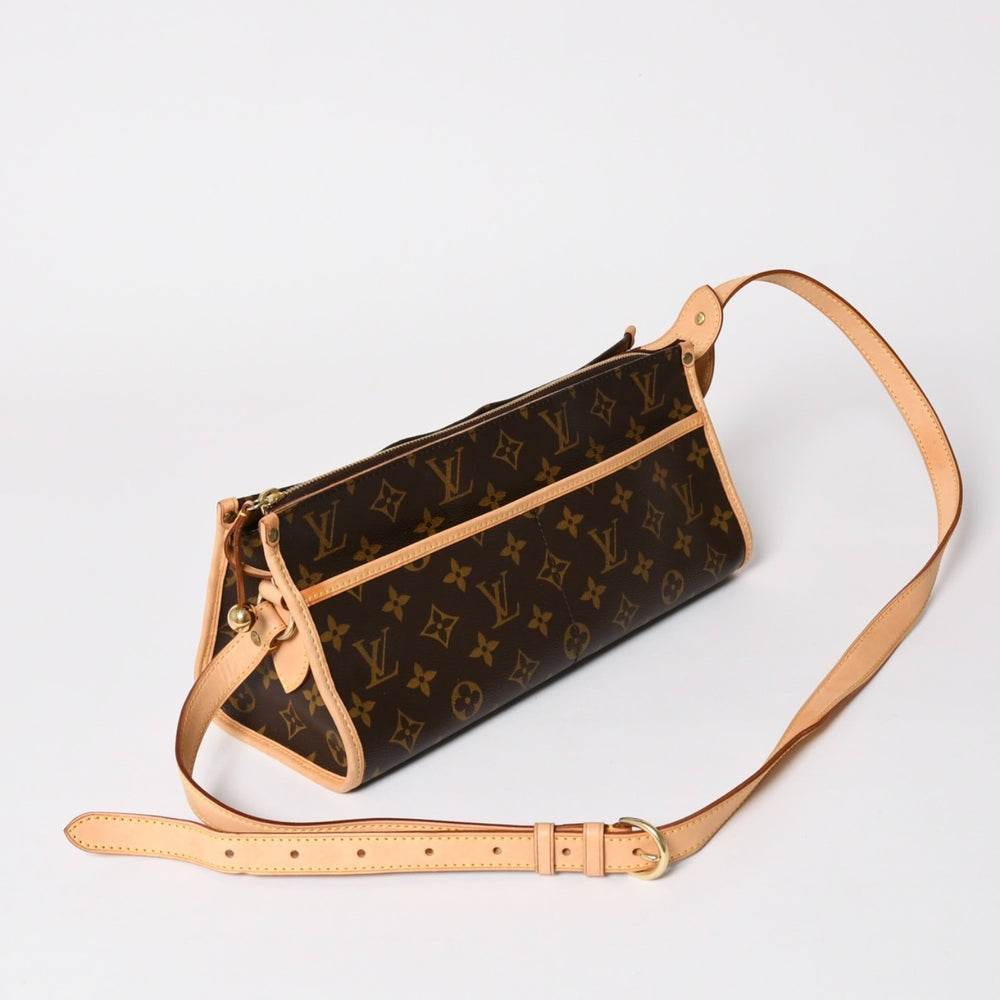 極美品 LOUIS VUITTON ルイヴィトン ポパンクール ロン ショルダーバッグ M40008 モノグラム ブラウン レザー PVC ゴールド金具 中古 4a003178