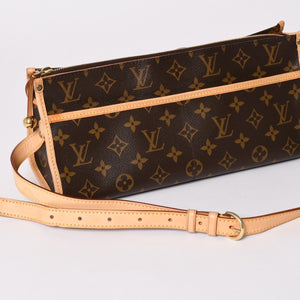 極美品 LOUIS VUITTON ルイヴィトン ポパンクール ロン ショルダーバッグ M40008 モノグラム ブラウン レザー PVC ゴールド金具 中古 4a003178