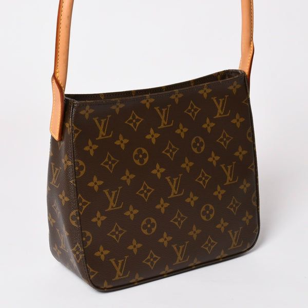 極美品 LOUIS VUITTON ルイヴィトン ルーピングMM ワンショルダーバッグ M51146 モノグラム PVC レザー ブラウン ゴールド金具 中古 4a003181