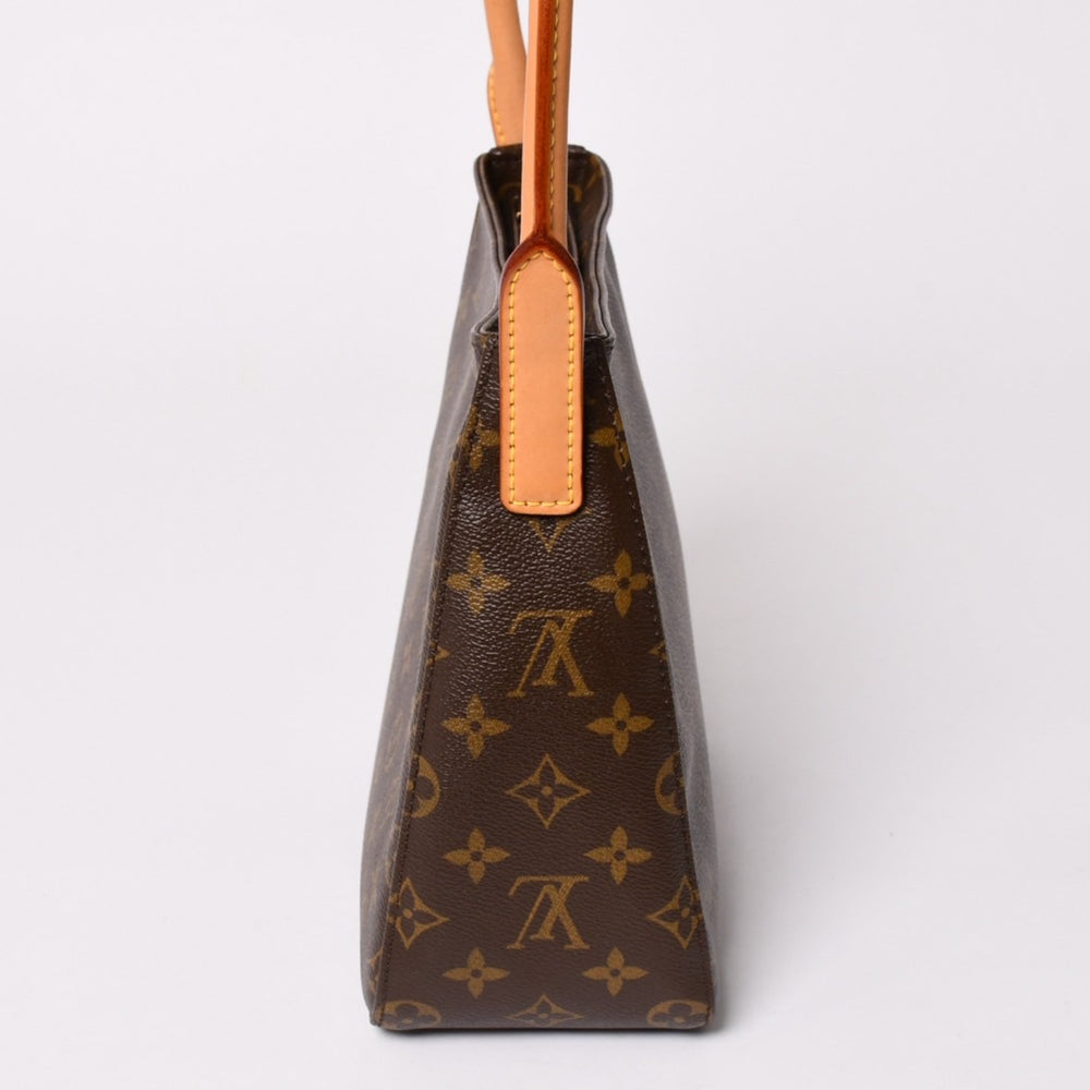 極美品 LOUIS VUITTON ルイヴィトン ルーピングMM ワンショルダーバッグ M51146 モノグラム PVC レザー ブラウン ゴールド金具 中古 4a003181