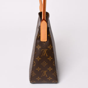 極美品 LOUIS VUITTON ルイヴィトン ルーピングMM ワンショルダーバッグ M51146 モノグラム PVC レザー ブラウン ゴールド金具 中古 4a003181