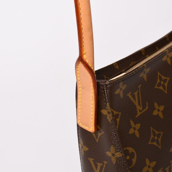 極美品 LOUIS VUITTON ルイヴィトン ルーピングMM ワンショルダーバッグ M51146 モノグラム PVC レザー ブラウン ゴールド金具 中古 4a003181