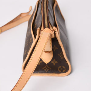 極美品 LOUIS VUITTON ルイヴィトン ポパンクール ロン ショルダーバッグ M40008 モノグラム ブラウン レザー PVC ゴールド金具 中古 4a003178