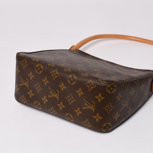 極美品 LOUIS VUITTON ルイヴィトン ルーピングMM ワンショルダーバッグ M51146 モノグラム PVC レザー ブラウン ゴールド金具 中古 4a003181