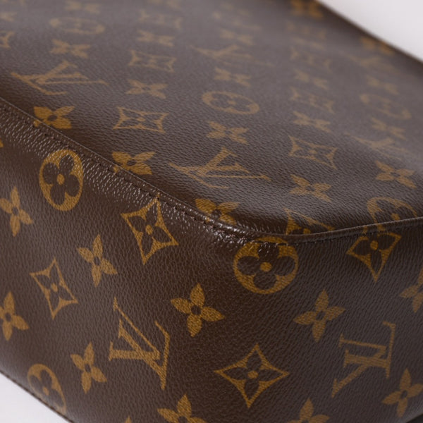 極美品 LOUIS VUITTON ルイヴィトン ルーピングMM ワンショルダーバッグ M51146 モノグラム PVC レザー ブラウン ゴールド金具 中古 4a003181