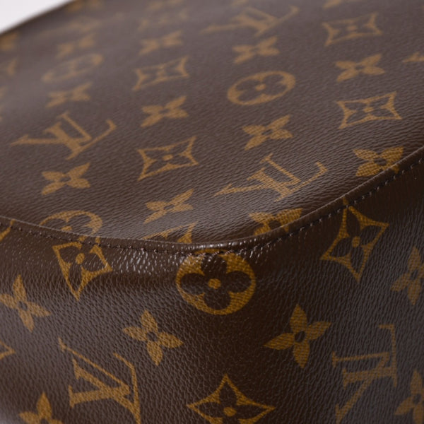 極美品 LOUIS VUITTON ルイヴィトン ルーピングMM ワンショルダーバッグ M51146 モノグラム PVC レザー ブラウン ゴールド金具 中古 4a003181
