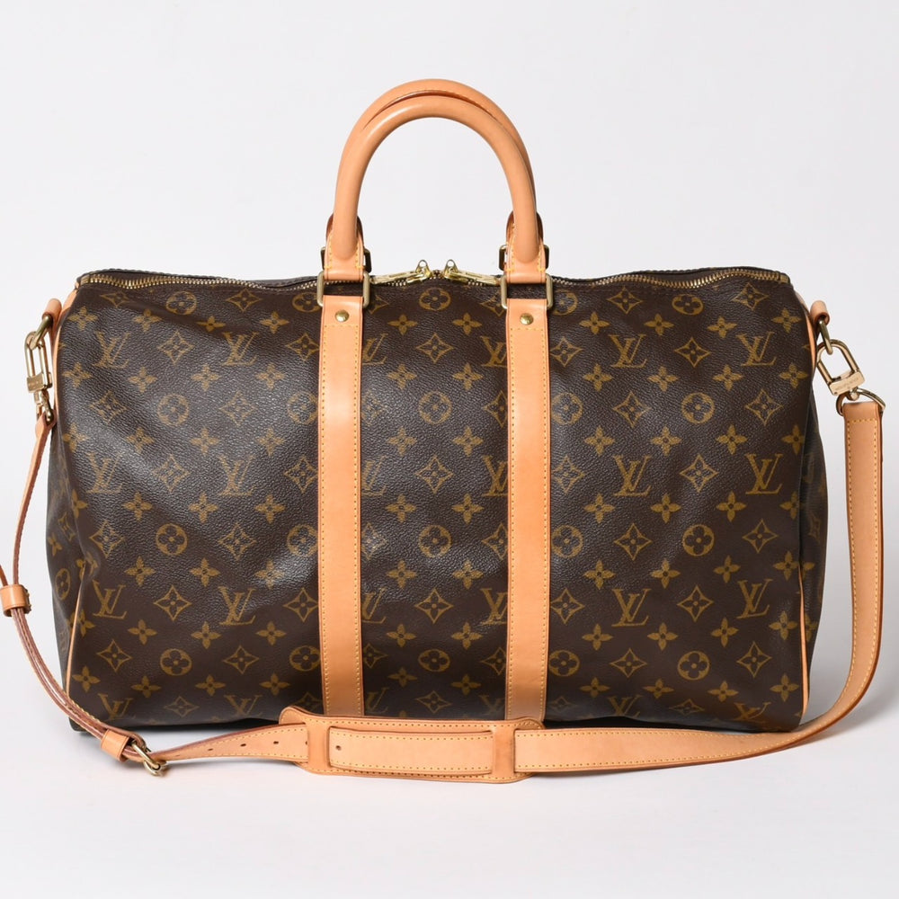 Very good condition LOUIS VUITTON Boston bag Keepall Bandouliere 45 Monogram M41418 Brown Gold hardware Used 4a003187