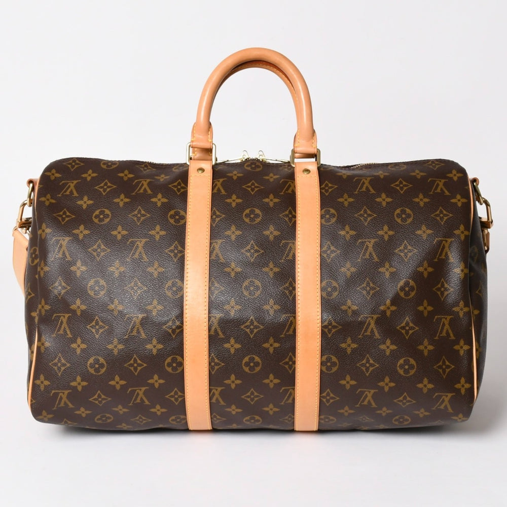 Very good condition LOUIS VUITTON Boston bag Keepall Bandouliere 45 Monogram M41418 Brown Gold hardware Used 4a003187