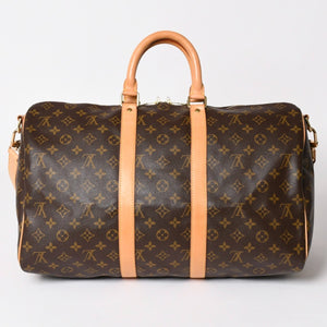 極美品 LOUIS VUITTON ルイヴィトン ボストンバッグ キーポルバンドリエール45 モノグラム M41418 ブラウン ゴールド金具 中古 4a003187