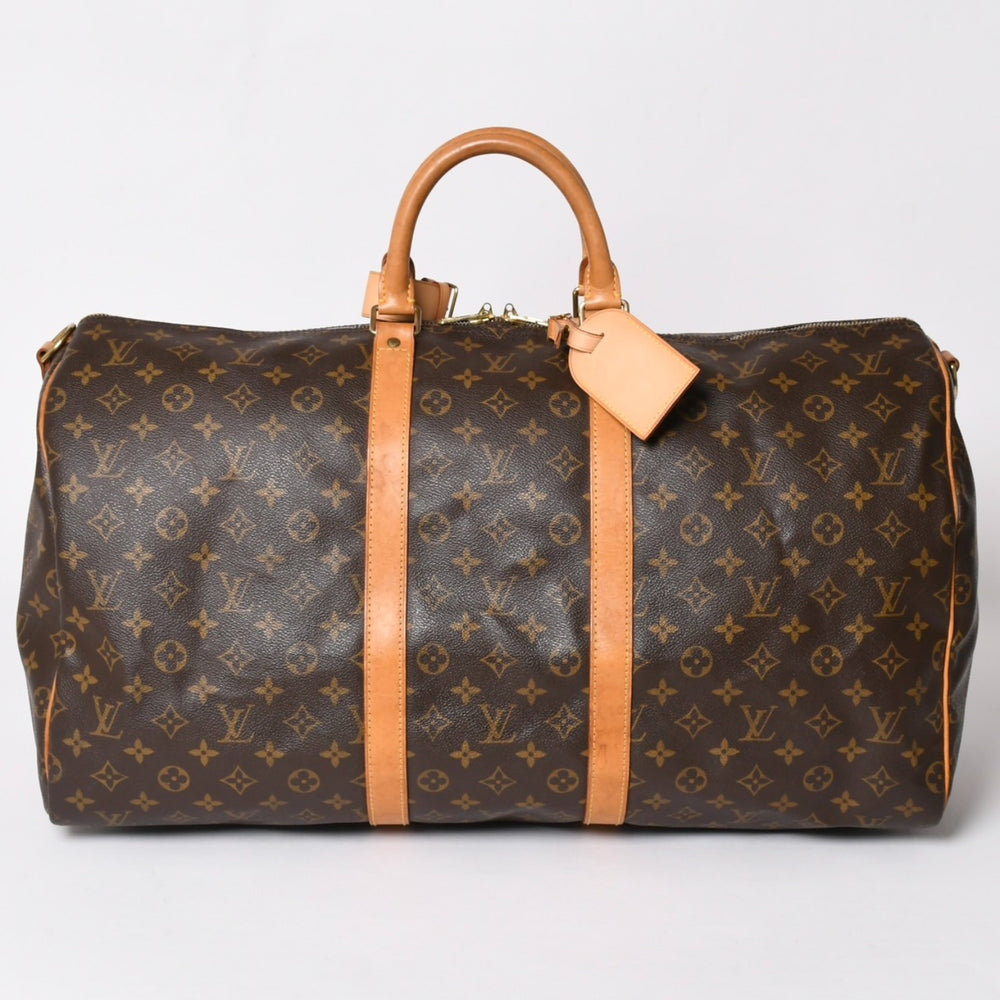 LOUIS VUITTON Monogram Keepall Bandouliere 55 2WAY Boston Bag M41414 Brown Canvas Good Condition Used 4a002948