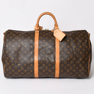LOUIS VUITTON ルイヴィトン モノグラム キーポルバンドリエール55 2WAY ボストンバック M41414 ブラウン キャンバス 美品 中古 4a002948
