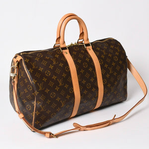 極美品 LOUIS VUITTON ルイヴィトン ボストンバッグ キーポルバンドリエール45 モノグラム M41418 ブラウン ゴールド金具 中古 4a003187