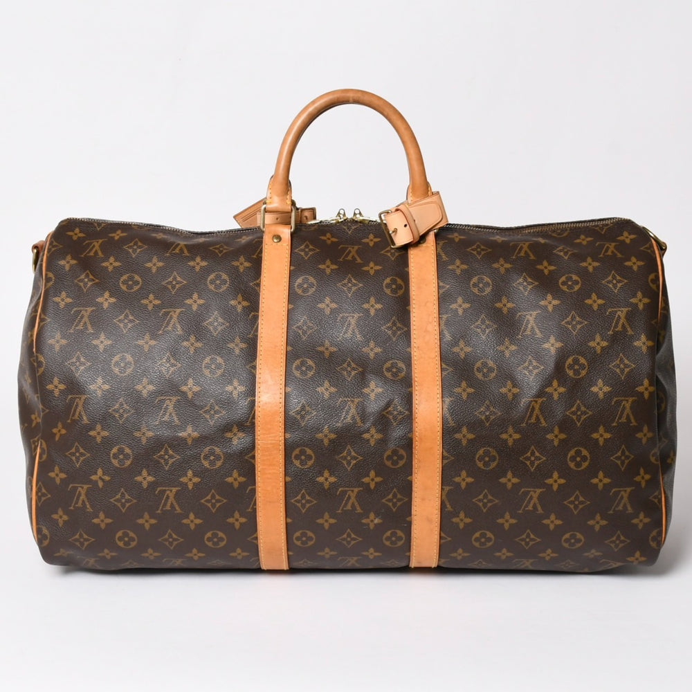 LOUIS VUITTON Monogram Keepall Bandouliere 55 2WAY Boston Bag M41414 Brown Canvas Good Condition Used 4a002948