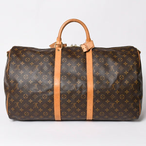 LOUIS VUITTON ルイヴィトン モノグラム キーポルバンドリエール55 2WAY ボストンバック M41414 ブラウン キャンバス 美品 中古 4a002948