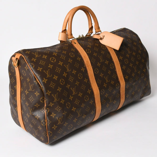 LOUIS VUITTON ルイヴィトン モノグラム キーポルバンドリエール55 2WAY ボストンバック M41414 ブラウン キャンバス 美品 中古 4a002948