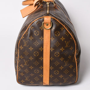 LOUIS VUITTON ルイヴィトン モノグラム キーポルバンドリエール55 2WAY ボストンバック M41414 ブラウン キャンバス 美品 中古 4a002948
