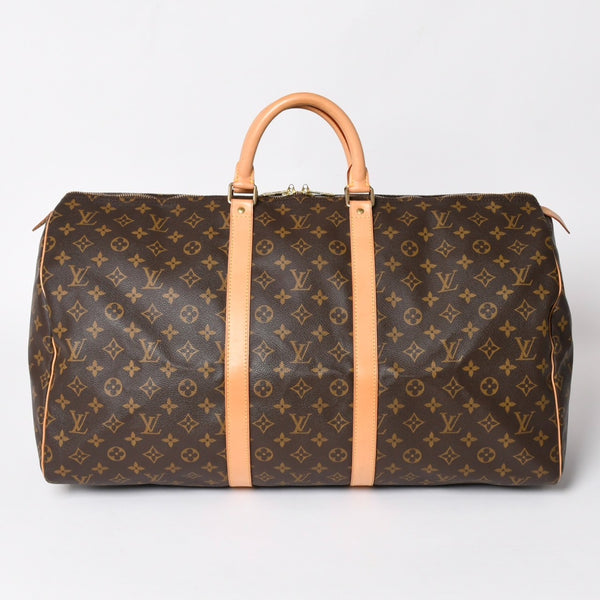 極美品 LOUIS VUITTON ルイヴィトン キーポル55 ボストンバッグ M41414 モノグラム ブラウン ゴールド金具 中古 4a003186