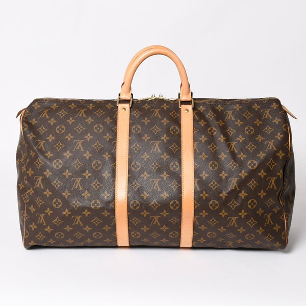 極美品 LOUIS VUITTON ルイヴィトン キーポル55 ボストンバッグ M41414 モノグラム ブラウン ゴールド金具 中古 4a003186