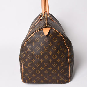 極美品 LOUIS VUITTON ルイヴィトン キーポル55 ボストンバッグ M41414 モノグラム ブラウン ゴールド金具 中古 4a003186