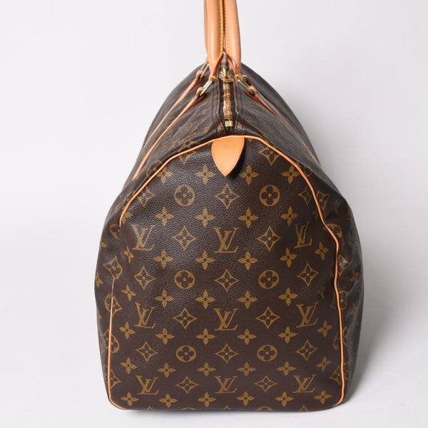 極美品 LOUIS VUITTON ルイヴィトン キーポル55 ボストンバッグ M41414 モノグラム ブラウン ゴールド金具 中古 4a003186