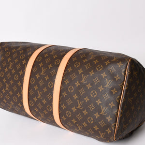 極美品 LOUIS VUITTON ルイヴィトン キーポル55 ボストンバッグ M41414 モノグラム ブラウン ゴールド金具 中古 4a003186