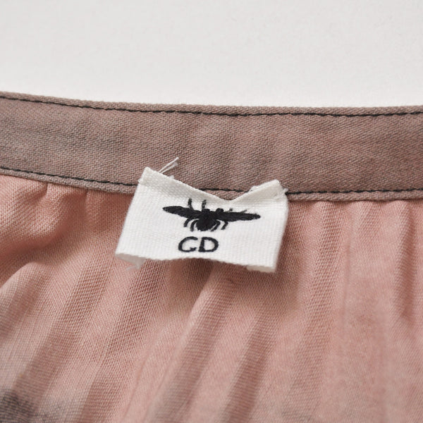 極美品 Christian Dior クリスチャンディオール Tie&Dior タイダイ染めデニムプリーツスカート 絞り染め 淡いピンク 34サイズ 022J04A3158 中古 4a003195